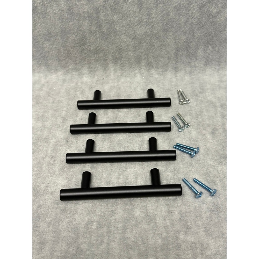 Unbranded Set of 4 Cabinet Pulls‎ Home 5 Inch Matte Black T-Bar  Pack